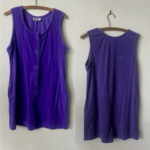 Vintage Purple Terry Cloth Romper 1980’s Purple Jumper 80’s Beach Cover Up